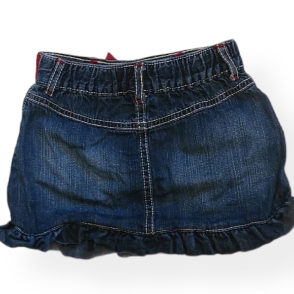 Denim skirt with red waist tie and adorable cupcak - Picture 2 of 3